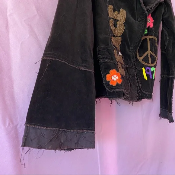 1970 Johnny Was Vintage Joystick Embroidered Brown Corduroy Blazer Jacket Large - Picture 13 of 13